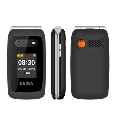 قیمت خوب UNIWA V202T سیاه پیرمرد تلفن هوشمند 1450mAh دکمه SOS قدرت بالا آنلاین