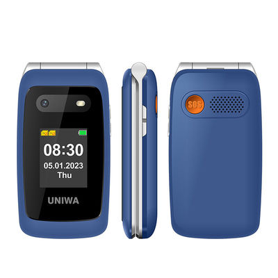 قیمت خوب شماره گیری سریع فلیپ تلفن های همراه سالمندان 1450mAh UNIWA V202T آبی سبک وزن آنلاین