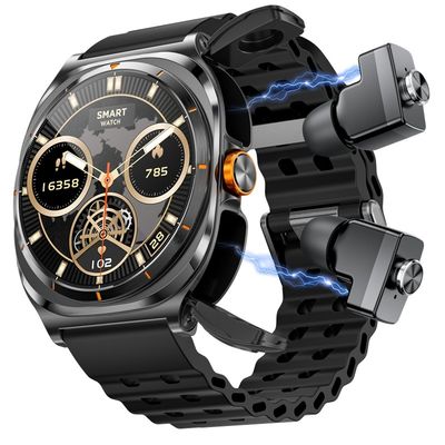 قیمت خوب جدید GT98 Ultra Smart Watch مرد TWS هدفون 2 در 1 NFC 1.53''AMOLED ردیاب سلامت آنلاین