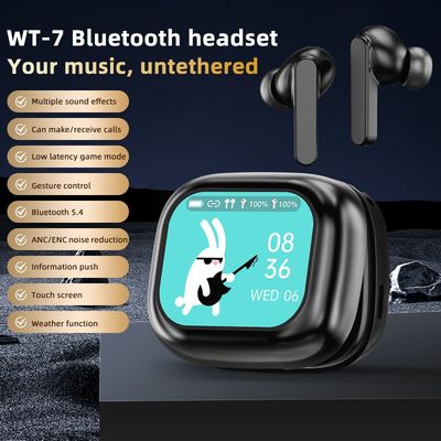 قیمت خوب هدفون جدید با صفحه لمسی کامل ANC WT-7 Bluetooth5.4 بی سیم ENC گوشواره ای با میکروفون آنلاین