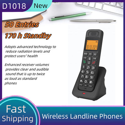 D1018 کم تابش ال سی دی تلفن ثابت بی سیم با عملکرد تماس بدون دست برای دفتر یا خانه ارتفاع حدود 21 سانتی متر